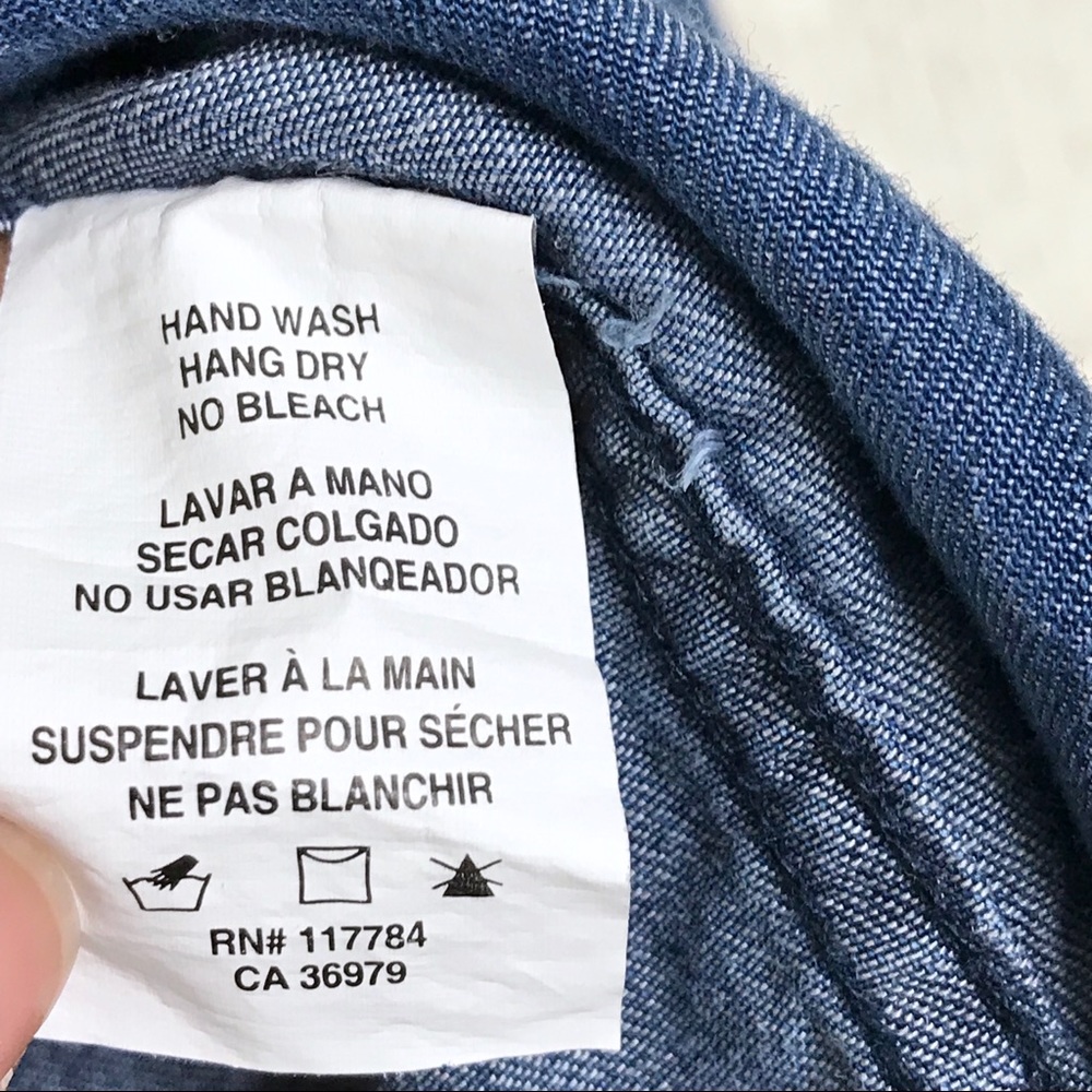 Rails Chambray Raw Hem Long Sleeve Button Down Xs - image 6